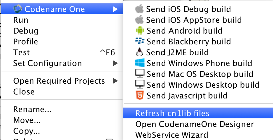 Refresh cn1lib files menu option