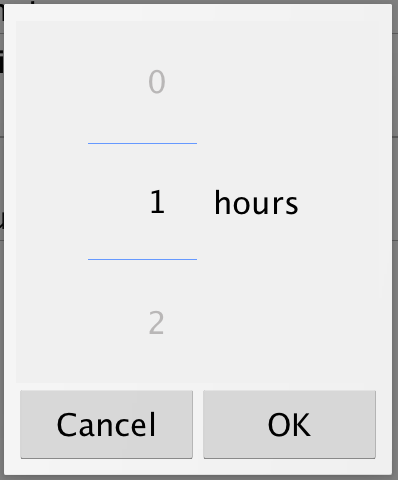 Hours Duration picker on Android device