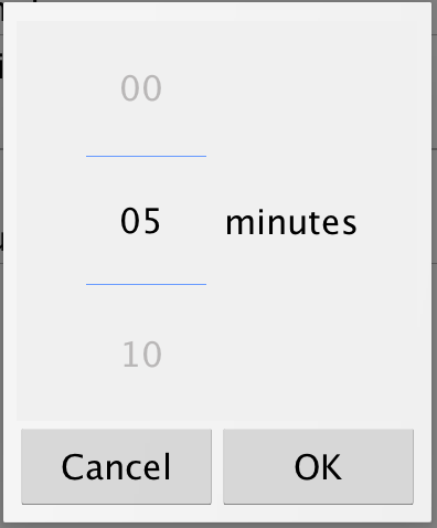 Minutes Duration picker on Android device