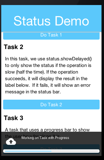 Status Message with Progress Bar