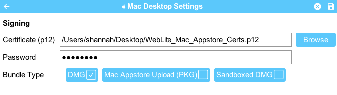 Mac Desktop settings form