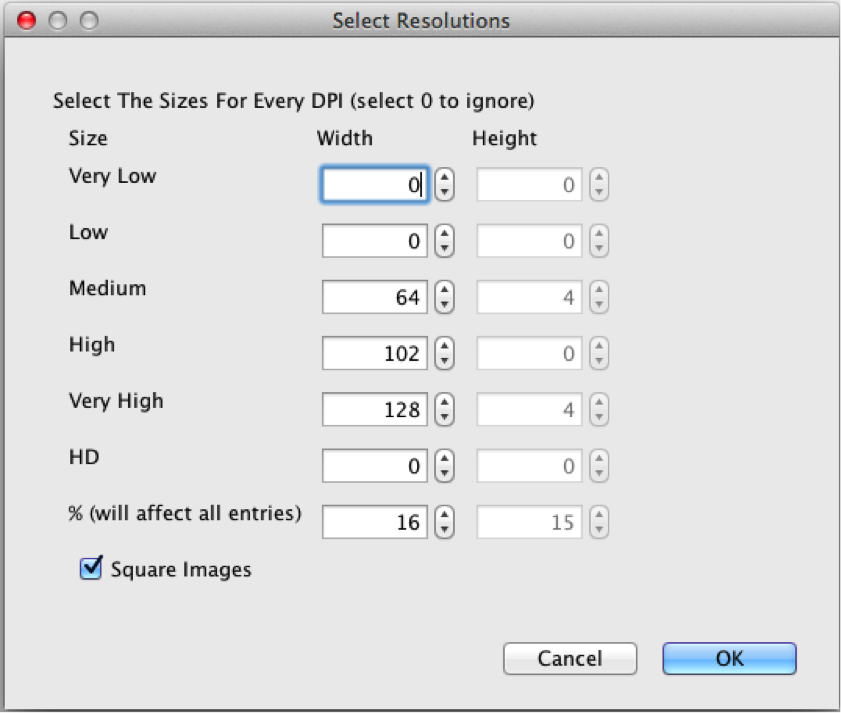Multi-image resolution dialog